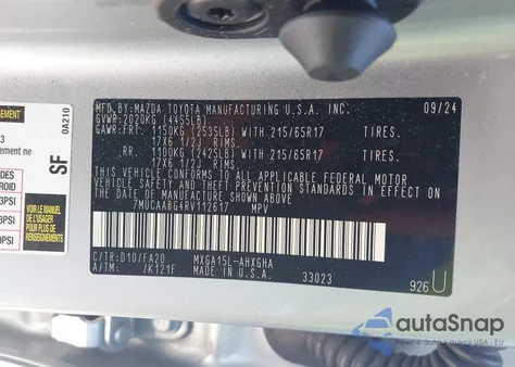 2024 Toyota Corolla Cross Le из США, поврежденный, VIN 7MUCAABG4RV112617